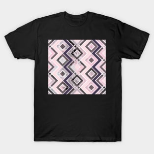 Zigzag pattern of a fluid painting in neon pink and gray T-Shirt